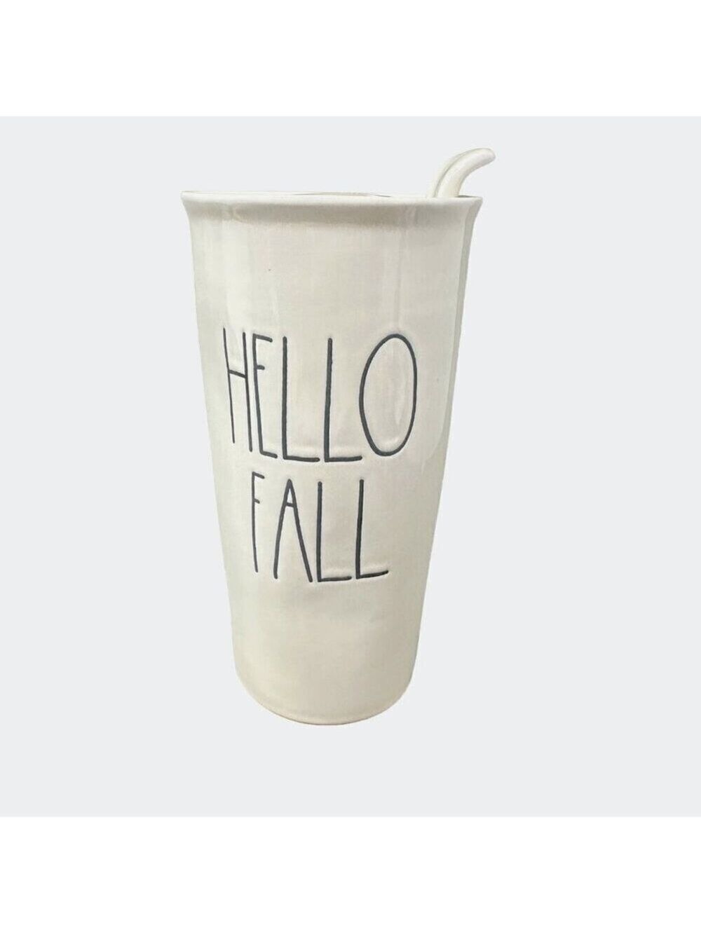 Rae Dunn Fall Travel Tumbler Coffee Tea Tall 20oz Ceramic Hello Mug Cup Autumn